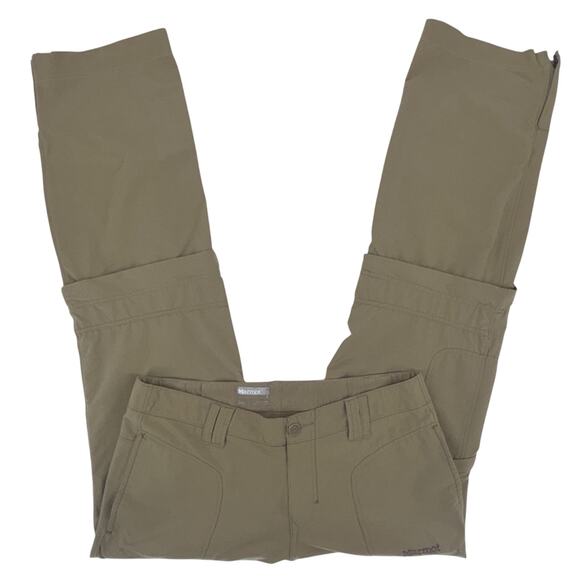 Marmot Women's Convertible Pants Tan Size 8 Zips To‎ Capris Cargo Outdoor Hiking - Picture 2 of 13